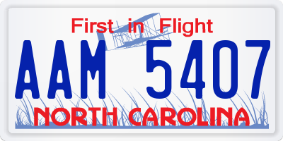 NC license plate AAM5407