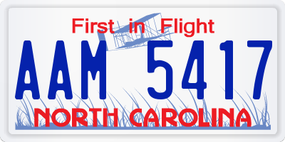 NC license plate AAM5417
