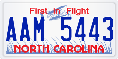 NC license plate AAM5443