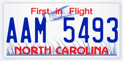 NC license plate AAM5493