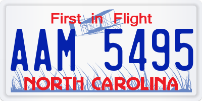 NC license plate AAM5495