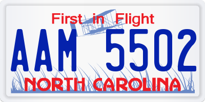 NC license plate AAM5502
