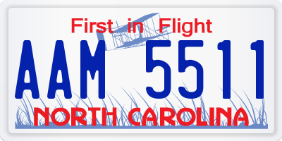 NC license plate AAM5511