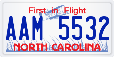 NC license plate AAM5532