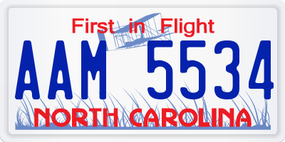 NC license plate AAM5534