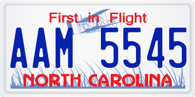 NC license plate AAM5545
