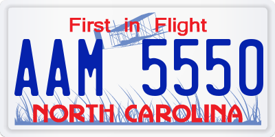NC license plate AAM5550