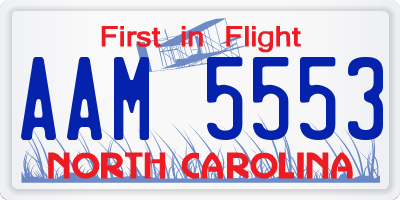 NC license plate AAM5553