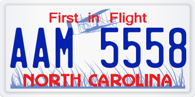 NC license plate AAM5558