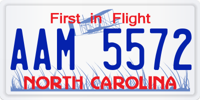 NC license plate AAM5572
