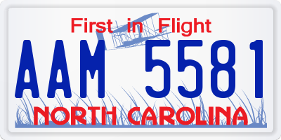 NC license plate AAM5581