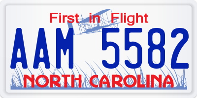 NC license plate AAM5582