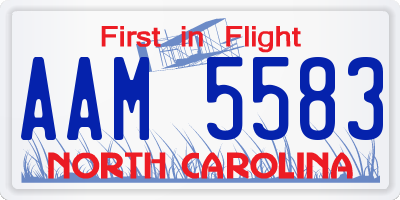 NC license plate AAM5583