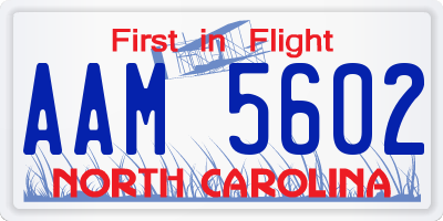 NC license plate AAM5602