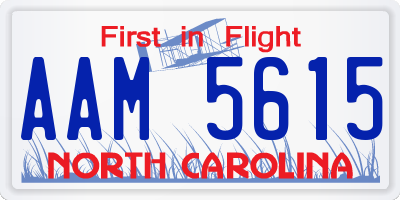 NC license plate AAM5615