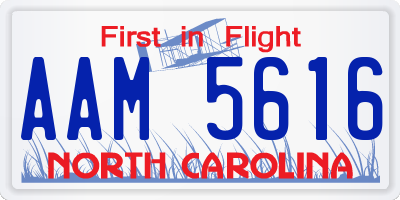 NC license plate AAM5616