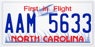 NC license plate AAM5633