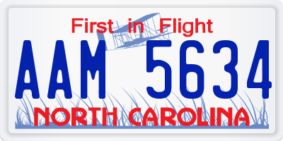 NC license plate AAM5634