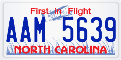 NC license plate AAM5639