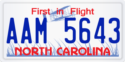 NC license plate AAM5643