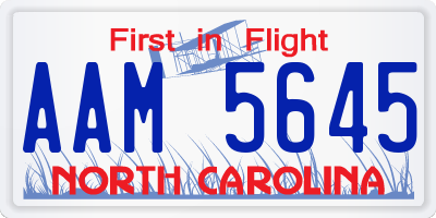 NC license plate AAM5645