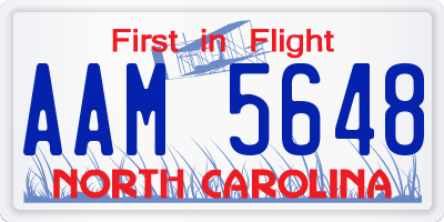 NC license plate AAM5648