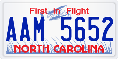 NC license plate AAM5652