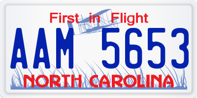 NC license plate AAM5653
