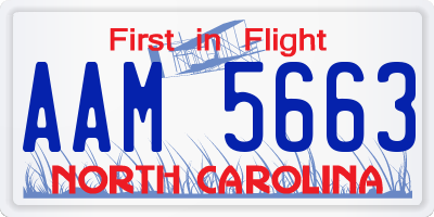 NC license plate AAM5663
