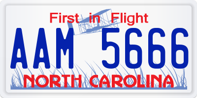 NC license plate AAM5666