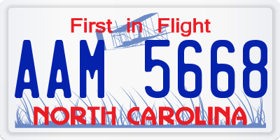 NC license plate AAM5668