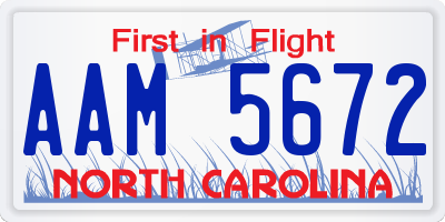 NC license plate AAM5672