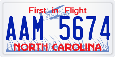 NC license plate AAM5674