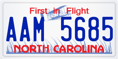NC license plate AAM5685