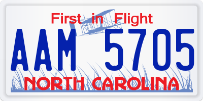 NC license plate AAM5705