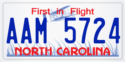 NC license plate AAM5724