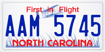 NC license plate AAM5745