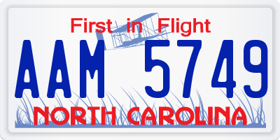 NC license plate AAM5749