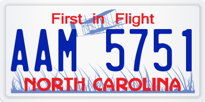 NC license plate AAM5751