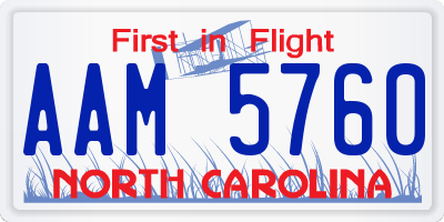 NC license plate AAM5760