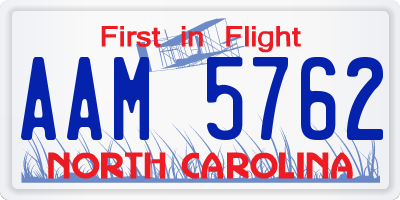NC license plate AAM5762