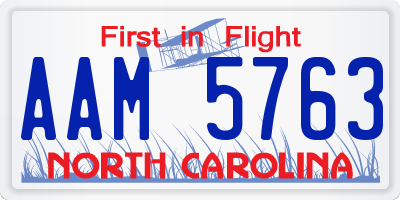 NC license plate AAM5763