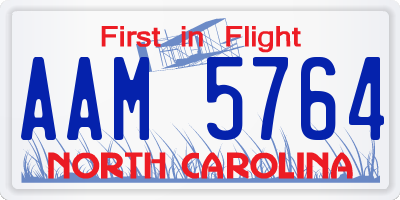 NC license plate AAM5764