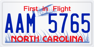 NC license plate AAM5765