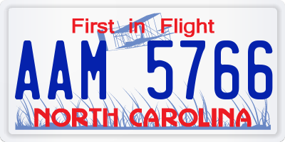 NC license plate AAM5766