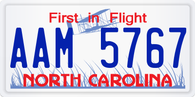 NC license plate AAM5767