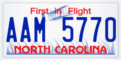 NC license plate AAM5770