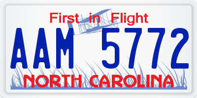 NC license plate AAM5772