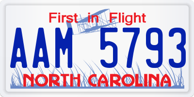 NC license plate AAM5793