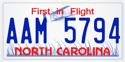 NC license plate AAM5794